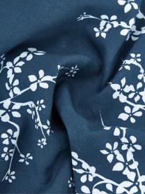 Kussenhoes Jada met bies en bloemen patroon, 100% katoen, Donkerblauw, wit, B 40 x L 40 cm