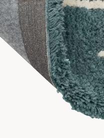 Flauschiger Hochflor-Teppich Amelie, handgetuftet, Flor: 100 % Polyester, Petrol, Cremeweiss, B 80 x L 150 cm (Grösse XS)