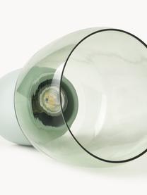Lámpara de mesa pequeña Beira, Pantalla: vidrio, Estructura: metal recubierto, Cable: cubierto en tela, Verde salvia, Ø 20 x Al 25 cm