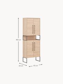 Bad-Hochschrank Rosalie in Eichenholz-Optik, B 65 cm, Gestell: Metall, lackiert, Beige, Eichenholz-Optik, B 65 x H 183 cm