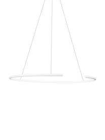 Grote LED hanglamp Breda in wit, Lampenkap: aluminium, Diffuser: acryl, Baldakijn: aluminium, Wit, Ø 70 x H 200 cm