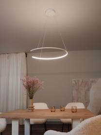 Grote LED hanglamp Breda in wit, Lampenkap: aluminium, Diffuser: acryl, Baldakijn: aluminium, Wit, Ø 70 x H 200 cm