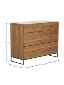 Commode Sally, Brun, noir, larg. 100 x haut. 80 cm