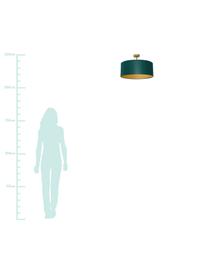 Plafondlamp Benni, Lampenkap: katoenmix, Baldakijn: gecoat metaal, Groen, messingkleurig, Ø 50 x H 35 cm