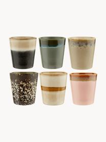 Handgemachte XS Becher 70's, 6er-Set, Steingut, Erdtöne, Ø 8 x H 8 cm, 200 ml