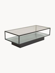 Metalen salontafel Maglehem met glazen tafelblad, Frame: gecoat metaal, Zwart, transparant, B 130 x H 60 cm