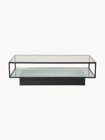 Table basse en métal avec plateau en verre Maglehem, Noir, transparent, larg. 130 x prof. 60 cm