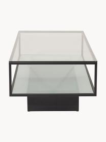 Mesa de centro de metal Maglehem, tablero de cristal, Tablero: vidrio, Estructura: metal recubierto, Negro, transparente, An 130 x F 60 cm