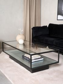 Table basse en métal avec plateau en verre Maglehem, Noir, transparent, larg. 130 x prof. 60 cm