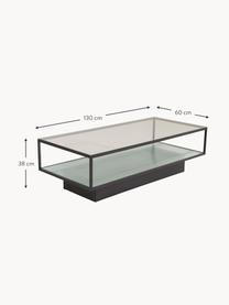 Metall-Couchtisch Maglehem mit Glasplatte, Gestell: Metall, beschichtet, Schwarz, Transparent, B 130 x T 60 cm