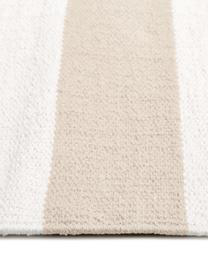 Pruhovaný bavlněný koberec Blocker, ručně tkaný, Krémově bílá/béžová