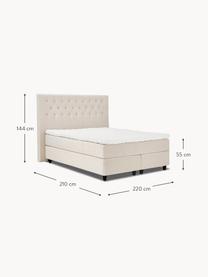 Premium fluwelen boxspringbed Phoebe, Matras: 5-zone pocketveren kern, Poten: massief gelakt berkenhout, Fluweel beige, B 180 x L 200 cm, hardheidsgraad H2