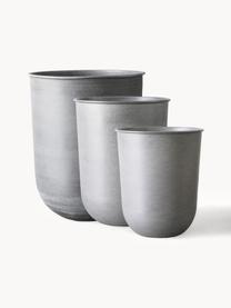 Set di 3 vasi per piante Out, Metallo smaltato, Grigio chiaro, Set in varie misure