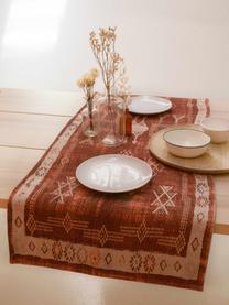 Katoenen tafelloper Tanger met ethnopatroon, 100% katoen, Terracottakleurig, crèmekleurig, 50 x 150 cm