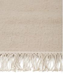 Tappeto kilim in lana beige tessuto a mano con frange Rainbow, Frange: 100% cotone Nel caso dei , Color sabbia, Larg. 200 x Lung. 300 cm (taglia L)