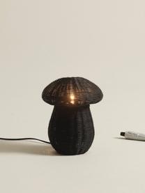 Kleine tafellamp Mush, Lamp: rotan, Zwart, Ø 20 x H 25 cm