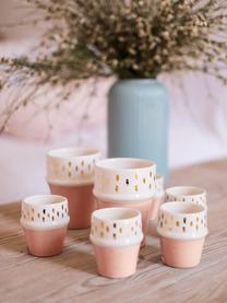 Taza artesanal Beldi, estilo marroquí, Cerámica, Rosa, crema, oro, Ø 8 x Al 11 cm