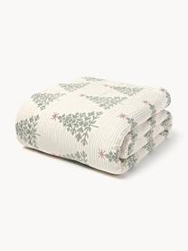 Jacquard-Tagesdecke Cianna mit Weihnachtsmuster, Bezug: 100 % Baumwolle, Off-White mit Tannenbaum-Motiv, B 180 x L 250 cm (für Betten bis 140 x 200 cm)