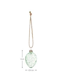 Decoratieve hangers Clear, 3 stuks, Glas, Groen, transparant, Ø 4 x H 6 cm