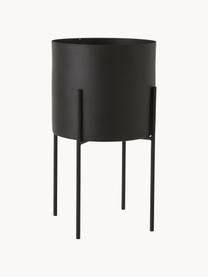 Grand cache-pot noir avec support Milton, Métal, enduit, Noir, mat, Ø 25 x haut. 45 cm