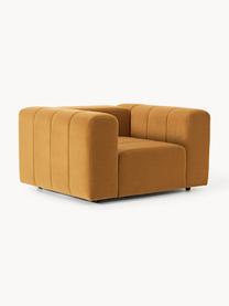 Poltrona lounge in velluto Lena, Rivestimento: velluto (100% poliestere), Struttura: legno di faggio, truciola, Piedini: plastica, Velluto giallo ocra, Larg. 133 x Prof. 106 cm