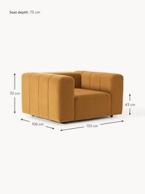 Fauteuil lounge en velours Lena, Velours ocre, larg. 133 x prof. 106 cm