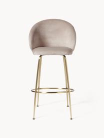 Krzesło barowe z aksamitu Luisa, Tapicerka: aksamit (100% poliester) , Stelaż: sklejka, Nogi: metal malowany proszkowo , Taupe aksamit, odcienie złotego, S 54 x W 108 cm