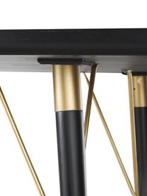 Mesa de comedor Marlena, Tablero: tablero de fibras de dens, Patas: metal, pintado, Negro, dorado, An 180 x F 90 cm