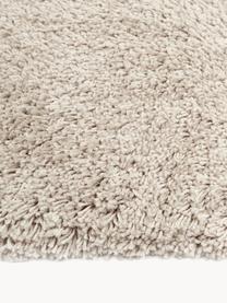 Zachte hoogpolige loper Dreamy met franjes, Onderzijde: 100% wol, gerecycled, Beige, B 80 x L 250 cm