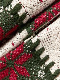 Pletený poťah na vankúš s vianočným motívom Derby, 100 %  bavlna, Červená, tmavozelená, biela, Š 50 x D 50 cm