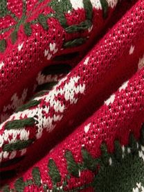 Strick-Kissenhülle Derby mit weihnachtlichem Motiv, 100 % Baumwolle, Rot, Dunkelgrün, Weiß, B 50 x L 50 cm