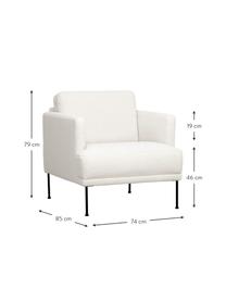 Teddy-Sessel Fluente, Bezug: 100 % Polyester (Teddyfel, Gestell: Massives Kiefernholz, FSC, Beine: Metall, pulverbeschichtet, Teddy Cremeweiss, B 74 x T 85 cm