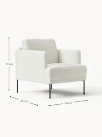 Sillón de borreguillo Fluente, Tapizado: 100% poliéster (borreguil, Estructura: madera de pino maciza, Patas: metal con pintura en polv, Tejido blanco Off White, An 74 x F 85 cm