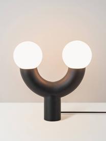 Lampada da tavolo di design Tube, Struttura: metallo rivestito, Bianco, nero, Larg. 27 x Alt. 28 cm