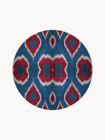 Assiette plate en porcelaine faite main Ikat, Porcelaine, Bleu, rouge rouille, blanc, Ø 28 cm