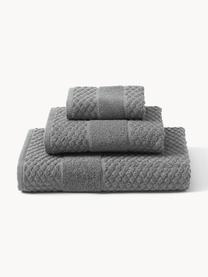 Sada ručníků s voštinovým vzorem Katharina, 3 díly, Tmavě šedá, 3dílná sada (ručník pro hosty, ručník a osuška)