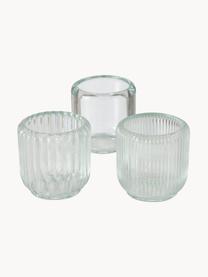 Glazen windlichten Reguna met groefreliëf, set van 3, Glas, Transparant, Ø 9 x H 8 cm