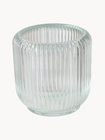 Glazen windlichten Reguna met groefreliëf, set van 3, Glas, Transparant, Ø 9 x H 8 cm