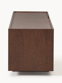 Tv-meubel Larsen van hout, Frame: spaanplaat met eikenhoutf, Poten: massief eikenhout Dit pro, Eikenhout, donkerbruin gelakt, B 200 x H 42 cm