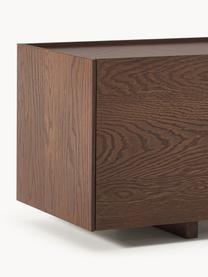 Tv-meubel Larsen van hout, Frame: spaanplaat met eikenhoutf, Poten: massief eikenhout Dit pro, Eikenhout, donkerbruin gelakt, B 200 x H 42 cm