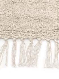 Handgetuft katoenen vloerkleed Asisa met zigzaggend patroon en franjes, Beige & crèmewit, B 120 x L 180 cm (maat S)