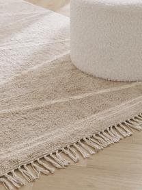 Tapis avec franges tufté main motif zigzag Asisa, Beige & blanc crème, larg. 120 x long. 180 cm (taille S)