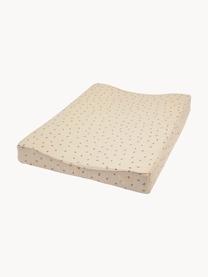 Matelas à langer en coton bio Cozy, Beige clair, motif floral, larg. 50 x long. 65 cm