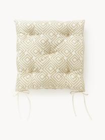Baumwoll-Sitzkissen Sevil mit grafischer Verzierung, 2 Stück, Bezug: 100 % Baumwolle, Off White, Cremeweiß, B 40 x L 40 cm