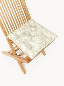 Cojines de asiento de algodón con decoración gráfica Sevil, 2 uds., Funda: 100% algodón, Blanco Off White, blanco crema, An 40 x L 40 cm