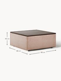 Sofa-Hocker Lennon aus Leinen-Mix mit Stauraum, Bezug: 50 % Viskose, 25 % Leinen, Tablett: Eichenholz, Spannplatte m, Gestell: Spanplatte, mitteldichte , Leinen-Mix Rostrot, dunkles Eichenholz, B 88 x T 88 cm