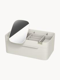 Organizer per cosmetici con chiusura magnetica e specchio Viva, Plastica, Bianco latteo, Larg. 30 x Alt. 12 cm