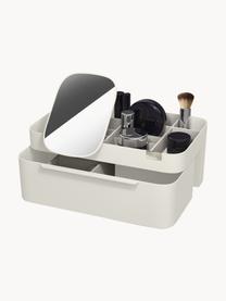 Organisateur cosmétique avec verrou magnétique et miroir Viva, Plastique, Blanc cassé, larg. 30 x haut. 12 cm