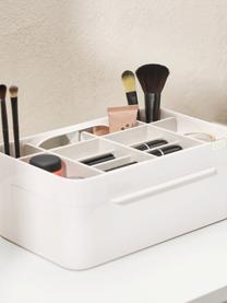 Organizer per cosmetici con chiusura magnetica e specchio Viva, Plastica, Bianco latteo, Larg. 30 x Alt. 12 cm