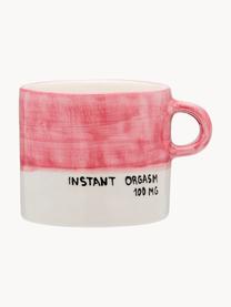 Handbemalte XL Tasse Instant Pleasure, Steingut, Off White, Altrosa, Schwarz, B 13 x H 9 cm, 500 ml